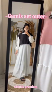 Gamis wanita model terbaru Jana Dress Mix Outer Rompi Simple Baju wanita Outer vest Crinkle kekinian