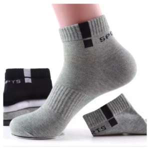 Kaos Kaki Sport Pendek 3 Pasang Pria Wanita Dewasa – Hitam Abu Putih Navy Motif Garis Sporty