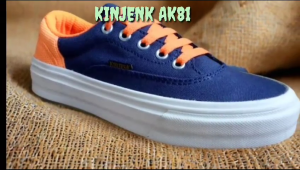 Kinjenk sepatu anak terbaru sneaker kasual fashion navy orange