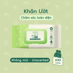 Combo 3 Combo 12 Gói Khăn ướt Bello 100 tờ không mùi an toàn không cồn không Paraben - tiện lợi cho gia đình