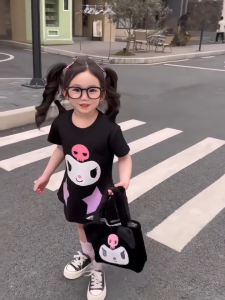 LHM Váy Bé Gái Đầm Công Chúa Bé Gái Đầm Body Cho Bé Gái Váy Cotton Kuromi Cho Bé Gái Mùa Hè Mới Cho Trẻ Em Dễ Thương Hoạt Hình