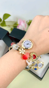 GELANG PANDORA TITANIUM VERSI JAM TANGAN WANITA ANALOQ GELANG MURAH FASHION KOREA TERBARU