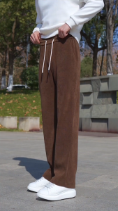 Celana Corduroy Pria Panjang Baggy Pants Dewasa Cowok Cokelat Korean Style Nygman Casual Gombrong