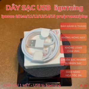 [FULLBOX] Dây sạc điện thoại dành cho 5/6/7/8/X/11/12/13/14 - Dài 1 mét - Màu Trắng - A14 - USB to LN