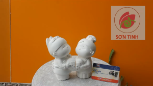 Tượng thạch cao Cặp Đôi Phu Thê cao 15cm M27 (Không kèm màu) Bé Tô Màu Tô Tượng