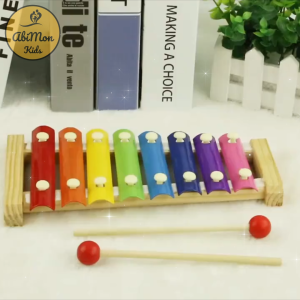 Bộ Đàn Gỗ 8 Thanh Âm || gồm 2 cây gõ màu sắc tươi sáng || kích thích Bé phát triển giác quan và tương tác nhịp điệu