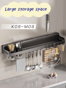 40/60CM Condiments Organizer Seasoning Organizer Storage Knife Holder Wall Mounted Kitchen Shelf