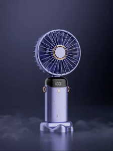 【Original+24hours delivery】N15 Mini Portable Handheld Fan USB Rechargeable Folding Electric Digital Display Multi-gear Speed Adjustment With Lanyard