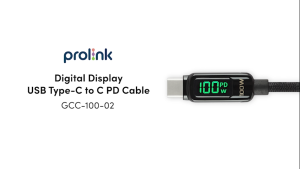 Prolink GCC-100-02 TypeC to C Data Cable Fast Charger & Data Transmission 1M Cable for iPhones Laptop w/Digital Display