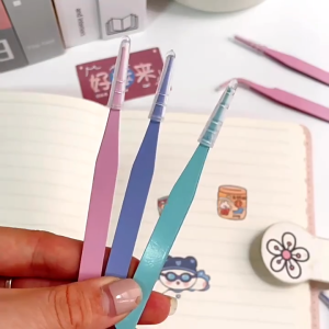 🔥Wishwa👍 Candy-Colored Tweezers Elbow Without Crimping Stainless Tools DIY Hand Tools Straight and Curved Eyebrow Tweezer Hairs Puller Eye Brow Clips Eyelash Removal Makeup Tools
