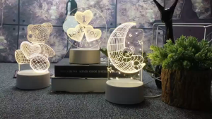 HCparty 2pcs Creative Gift Acrylic 3D LED Night Lamp Bear Gift Lampshade Souvenir