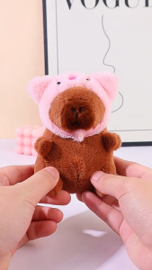 Circle Cool Capybara Plush Toy Strawberry Hat Simulation Turtle Backpack Capybara Plush Animal Dolls Birthday Gift For Boys And Girls