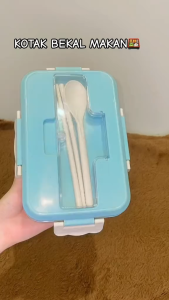 Kotak Tempat Makan Bahan Jerami Gandung & Lunch Box Set Dengan Sendok Garpu Sumpit