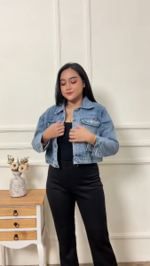 BAJU LEPIS WANITA TERBARU 2024 JAKET JEANS JUMBO XXXXL LD130
