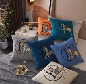 Sarung Bantal Sofa Mewah Import Linen Velvet Premium Cushion Cover Dengan Resleting Uk 45x45 cm