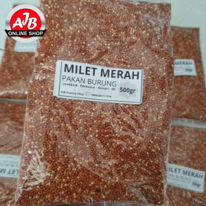 MILET MERAH PAKAN BURUNG PERKUTUT LOVEBIRD MILLET MAKANAN BURUNG KEMASAN 500