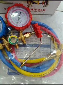 MANIFOLD AC DOUBLE AC R22/R32 + 3 PCS SELANG R22 90CM GAGANG PLASTIK