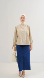 Charlie Blouse Mayoutfit | Blus Atasan Wanita Katun Floral Bordir Lengan Pita