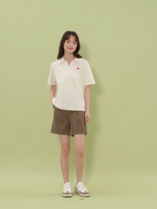 GIORDANO Nữ Áo Sơ Mi Polo Thêu Hoa Áo Sơ Mi Polo Tay Ngắn Mùa Hè Làm Mát Thời Trang Áo Sơ Mi Polo Free Shipping 05314390