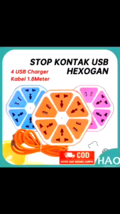 Stop Kontak Hexagon Listrik JERUK 2 USB Port