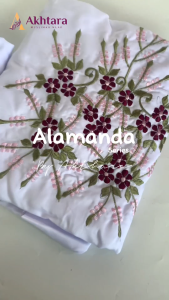 Mukena Terusan Dewasa Jumbo Mukenah Terusan Putih Bordir Handmade Mukena Traveling Katun Mikro Adem Alamanda Series by Malaika