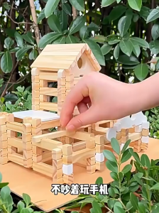 building blocks wooden toys Building a House toys Early Education toy Putting House Architectural Toys for kids