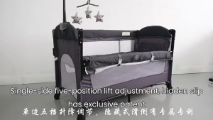 [SG SELLER] BABESSKY Multifunctional Double-deck Rollaway Play Bed Playards Playpen Portable Baby Cribs Travel Folding Newborn Infant Kids Sleep Bed Installation free with Mosquito net/Diaper changing table/Toy rack