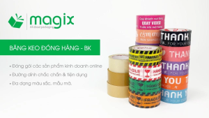 BKG1N - 4.5cm x 35m - 6 cuộn băng keo giấy Kraft da bò mặt nhám viết được - băng dính kraft đóng hàng