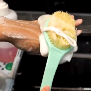 Sikat Punggung Badan untuk Mandi dengan Shower Puff  Sikat Punggung Shower Puff Mandi 2 in 1 Shower Puff Tongkat Sikat