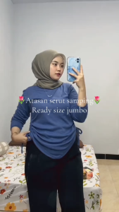 Syaquila FashionStore Blouse Serut Knit Lengan Panjang Wanita Premium / Valen Top Blouse
