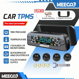 MeeGoo LCD Display Car Tire Pressure Monitor Tyre Solar Pressure Monitoring Warning System Monitor Tire Pressure Alarm Monitor +4 External Senor Monitor tekanan ban otomatik 汽车胎压监测器