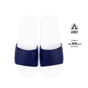 Aerostreet 39-44 Jakco Putih Navy - Sandal Selop Pria Wanita BABAA