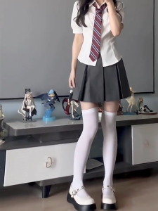Rok lipit belahan samping pinggang tinggi celana pengaman pendek gaya nafsu murni gaya preppy