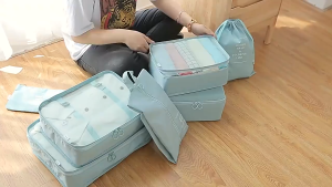 7-piece Set Travel Luggage Organizer Storage Bags Waterproof Wash Bag Suitcase Packing Cubes with Zipper Cosmetic Wash Trolley Travel Bags Set for Clothes Toiletries Travel Kit Shoes Cosmetic Underwea