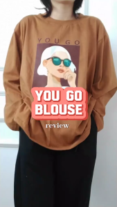 Blouse Terbaru 2024 Yougo Blouse Bahan Kaos Katun Combed Apk Sablon Baju Atasan Wanita Lengan Panjang Jumbo