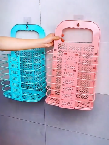 Foldable Bathroom Laundry Basket Wall-mounted Dirty Clothes Storage Basket Household Laundry Bag Laundry Bathroom Organizer Laundry Hampers Collapsible Plastic Laundry Basket Foldable Washing Bin Kitchen Storage for Bathroom Camping