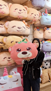 ISTANA BONEKA Bantal Selimut Beruang Pink Karakter Buah Berry Balmut Untuk Traveling  Bahan Halus Non Alergi Premium