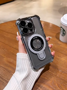 ระดับไฮเอนด์ โปร่งใส พร้อมกระเป๋าใส่ของขาตั้งโลหะสำหรับ เคส เคสไอโฟน for iphone 16 15 14 13 12 11 pro promax plus เคลือบหรูหราสำหรับ#ip19