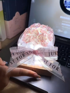 DIY Crystal Rose Small Night Lamp - Set of 18pcs Butterfly and Rose Decorations for Girls Room - Exquisite Crystal Gifts
