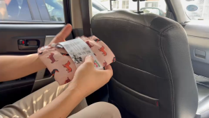 FLOCK THREE Leak-Proof Waterproof Car Trash Bag Foldable Multipurpose Trash bin Container Storage Cute Grocery Organizer Bag for Automotive Front or Back Seat in Cars SUVs