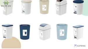 Sọt rác nhựa tròn Hiro thùng rác mini Inochi không nắp kháng khuẩn Ag+ tiêu chuẩn Nhật Bản - Happy Home 4U