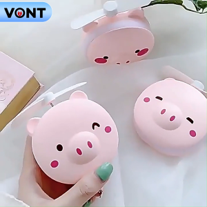 VONT LED Mirror Fan 3-in-1 Mini Pocket Fan USB Rechargeable Handheld Fan Travel Vanity Mirror