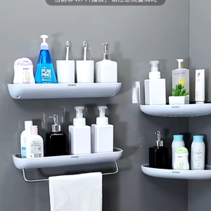 Ecoco  Corner Shelves Wall Mounted Bathroom Shelf Organizer No Drill Shower Storage Rack Shampoo storage  Holder