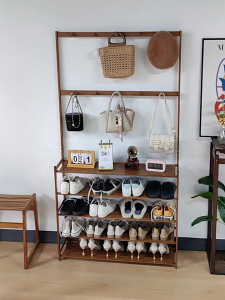 Bamboo Shoe Rack Organzier Multifunctional Clothes Hanging Rack High-capacity With Shoe Storage 20 Pairs+ 4/5Layers挂衣鞋架