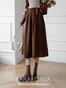 KARAKOREA 320 Corduray Velvet Skirt/Korean Women Skirt/Maxi Skirt