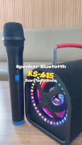 Speaker Aktif Stereo Sound Deep Full Bass Bluetooth Bisa Di Charger Portable Karaoke 11 Mode Lampu LED RGB ADVANCE KS-615 GRATIS Mic Wireless+Remot Kontrol Kabel Sound 3.5mm+Kabel Charger USB tipe-C
