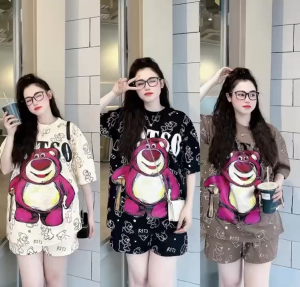 จัดส่งจากไทย! - - แฟชั่นผู้หญิงชุดแขนสั้นกางเกงขาสั้นหลวมกีฬาและชุด2ชิ้นพักผ่อนอินเทรนด์