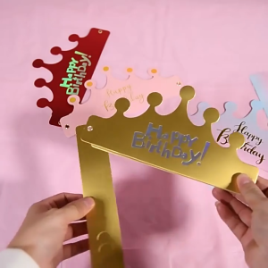 MallMall-C790 Topi Anak Ulang Tahun Kertas Bentuk Mahkota / Crown Happy Birthday Party Hat Topi Kertas HBD Dekorasi Pesta