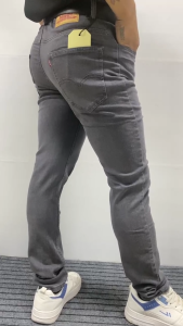 Mens Elastic Cotton Jeans Fashion Gray Comfortable Business skinny Casual Pants High Quality Brand Trousers