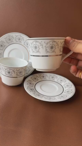 NORITAKE 100%New - Piccadilly - 01 Set Trà Chiều Viền Bạc Xịn Hoạ Tiết Kính Vạn Hoa